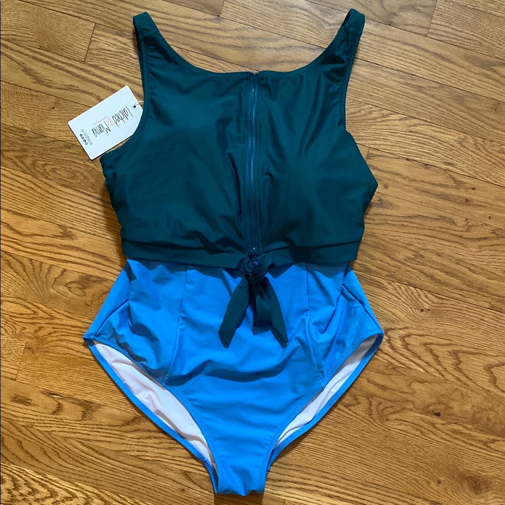 Latched Mama Front Zip Nursing Swim One Piece with Pockets Large